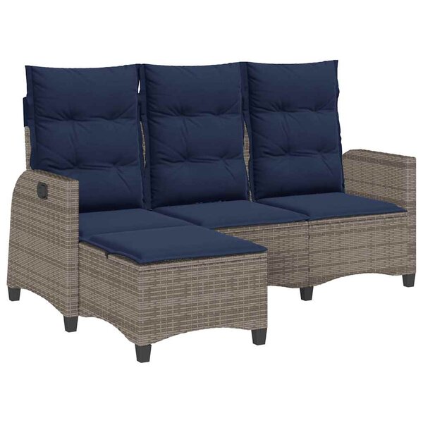 vidaXL Canapé de jardin inclinable coussins forme de L gris polyrotin