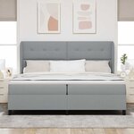 vidaXL Lit à ressorts avec matelas Gris clair 200 x 200 cm tissu