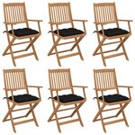 vidaXL Chaises pliables de jardin lot de 6 avec coussins Bois d'acacia