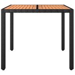 vidaXL Table de jardin plateau en bois Noir Résine tressée bois massif