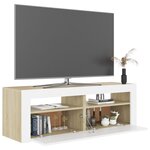 vidaXL Meuble TV avec lumières LED blanc et chêne sonoma 120x35x40 cm