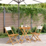 vidaXL Ensemble de bistro 3 Pièces blanc crème tissu et bois massif