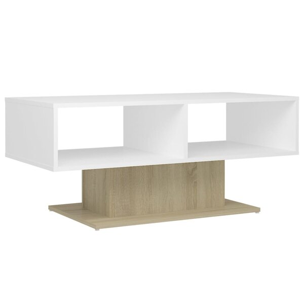 vidaXL Table basse blanc et chêne sonoma bois d'ingénierie