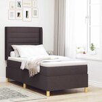 vidaXL Lit à ressorts avec bandes LED Marron 90 x 200 cm tissu