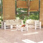 Vidaxl salon de jardin palette 6 pièces avec coussins bois de pin