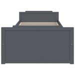 vidaXL Cadre de lit avec tiroirs Gris foncé Bois pin massif 90x200 cm