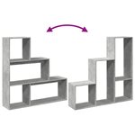 vidaXL Étagère séparatrice de pièce 3 niveaux gris béton 123x29x123 cm