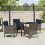 vidaXL Ensemble de salle à manger pour jardin 5 Pièces Gris polyrotin