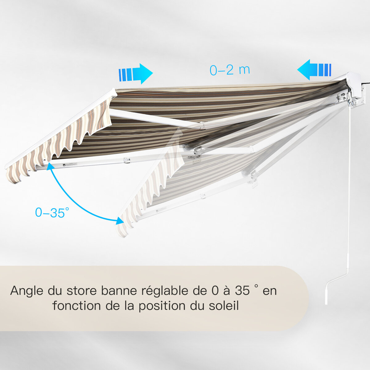 Store Banne Manuel Rétractable Aluminium Polyester Imperméabilisé 3L X 2,5l M Gris