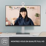 Webcam Logitech Brio 300 Full HD avec confidentialite  micro a reduction de bruit  USB-C - Blanc