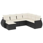 vidaXL Salon de jardin 7 Pièces avec coussins noir résine tressée