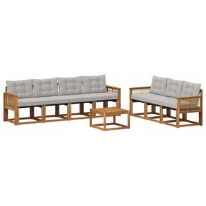 vidaXL Ensemble de canapés d'extérieur 8 Pièces Naturel et gris clair