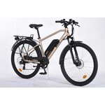 TVT Vélo électrique YATTWI 27,5 - Autonomie 45 km - 7 vitesses avec Shimano - Freins a disque - Cadre alu - Homme - Or