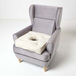 Coussin bouée en velours de coton - Beige - HOMESCAPES