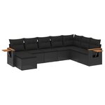 vidaXL Salon de jardin 8 Pièces avec coussins noir résine tressée