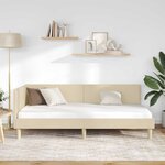 vidaXL Cadre de lit d'angle Crème 80 cm x 200 cm Tissu et Contreplaqué