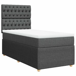vidaXL Sommier à lattes de lit avec matelas Gris foncé 80x200 cm Tissu