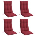 vidaXL Coussins de chaise à dossier haut lot de 4 rouge bordeaux
