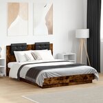 vidaXL Cadre de lit avec LED sans matelas chêne fumé 120x190 cm