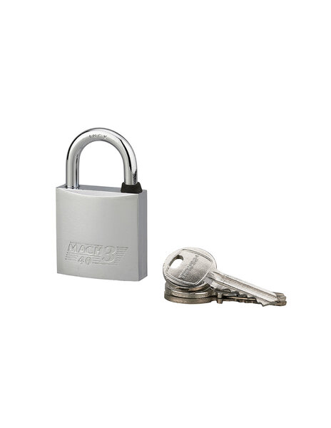 THIRARD - Cadenas à clé Mach 3  laiton nickelé  extérieur  anse inox  40mm  2 clés - THIRARD