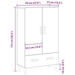 vidaXL Haut Armoire Noir 70 x 31 x 115 cm Bois d'ingénierie