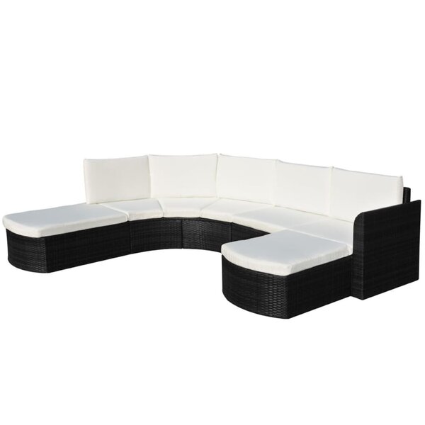 vidaXL Salon de jardin 4 Pièces avec coussins Résine tressée Noir