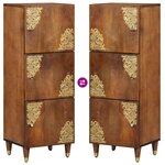 vidaXL Meuble Haut Marron Miel avec accents dorés Bois de Manguier Massif