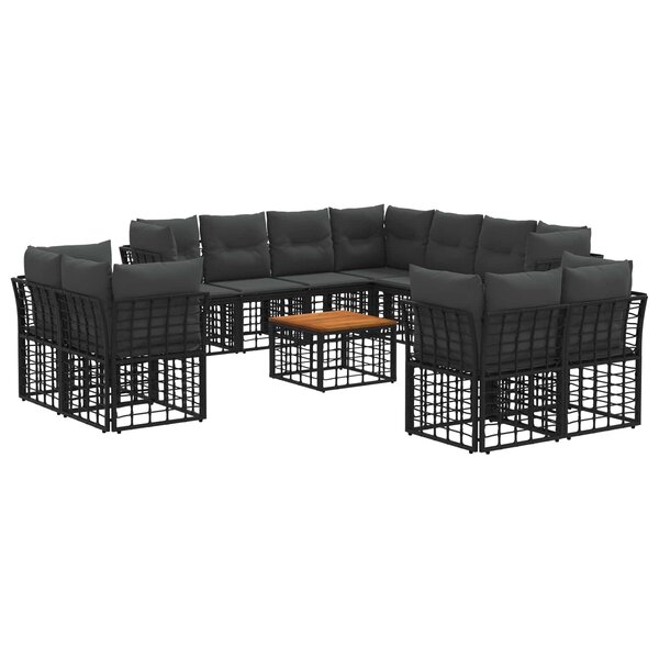 vidaXL Ensemble de canapés d'extérieur 12 pc Noir et Gris foncé