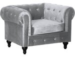 Fauteuil Chesterfield Velours "Aliza" - 111 x 82 x 70 cm - Gris