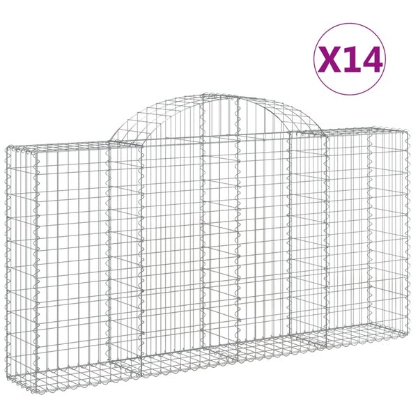 vidaXL Paniers à gabions arqués 14 Pièces 200x30x100/120 cm Fer galvanisé