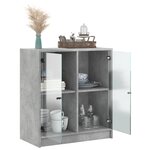 vidaXL Armoire latérale avec portes en verre gris béton 68x37x75 5 cm