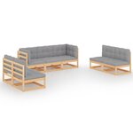 vidaXL Salon de jardin 7 Pièces avec coussins Bois de pin massif