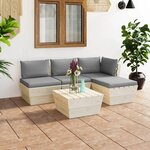 vidaXL Salon de jardin palette 5 Pièces avec coussins Épicéa imprégné