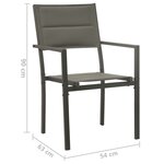 vidaXL Chaises de jardin lot de 2 Textilène acier Gris et anthracite