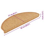 vidaXL Tapis d'escalier autocollants aspect sisal 15 Pièces 65x21x4 cm