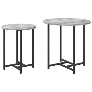 vidaXL Ensemble de tables d'appoint 2 Pièces Gris Sonoma et noir