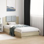 vidaXL Cadre de lit tête de lit et lumières LED chêne sonoma 75x190 cm