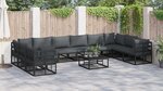vidaXL Ensemble de canapé de jardin 11 Pièces Noir 70 x 70 x 32 cm