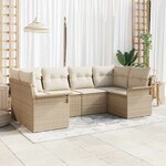 vidaXL Ensemble de canapé de jardin 6 Pièces Beige Poly rotin