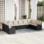 vidaXL Ensemble de canapé de jardin 10 Pièces Noir Poly rotin