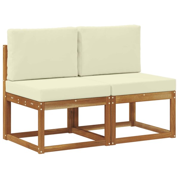 vidaXL 2 Pièce Sofa de milieu extérieur Bois d'Acacia Massif