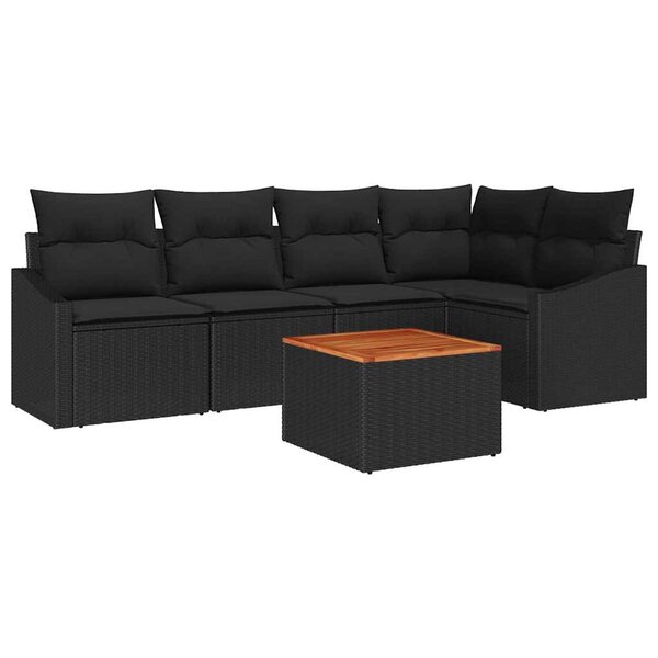 vidaXL Ensemble de canapé de jardin 6 Pièces Noir