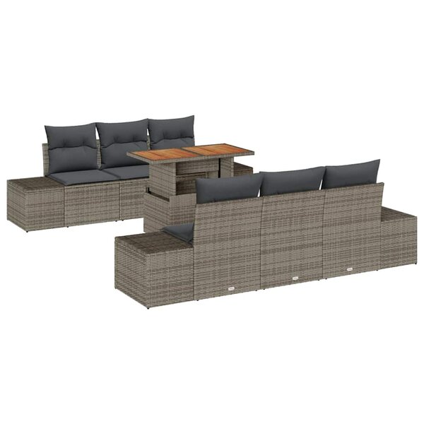 vidaXL Ensemble de salle à manger pour jardin 7 Pièces Gris et marron