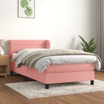 vidaXL Sommier à lattes de lit avec matelas Rose 90x200 cm Velours