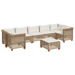 vidaXL Salon de jardin avec coussins 8 Pièces beige résine tressée