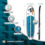 Stand up paddle gonflable wander 10'8 32'' 6'' (325 x 81 x 15 cm) gamme compact avec pagaie  leash  pompe et sac de transport