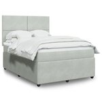 vidaXL Sommier à lattes de lit et matelas Gris clair 160x200cm Velours