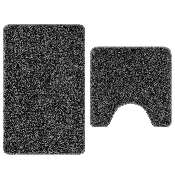vidaXL Ensemble de tapis de bain antidérapants 2 Pièces Gris foncé PP