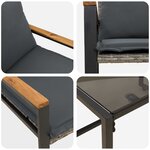 vidaXL Ensembles de meubles 3 Pièces Gris et Gris foncé Rotin