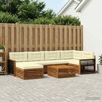 vidaXL Ensemble de canapés d'extérieur 7 Pièces Naturel et Crème
